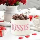 WATINC Valentines Day Candy Dish Mini Ceramic Bowl, Wishes Candy Cane Tiered Tray Decor,Love Heart Snack Sweets Table Shelf Accents Gift for Party Home Kitchen (Kisses)