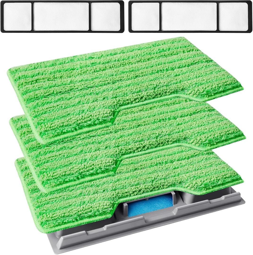 KEEPOW Reusable Mop Pads Refills, Mop Replacement Pads Compatible with Shark Vac Mop VM252 VM180 VM401 VM200 VC205 VM250 QM250 VM190, Hardwood Floor Mop Pad with Upgraded Dirt Chamber (1+2+3 Pads)