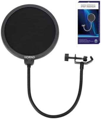 HORNO Professional Microphone Filter Screen-Mic Pop Blocker Mask Shield Screen with Flexible Gooseneck Mount 2 Pack