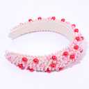 2 x Crystal Headbands for Women, Valentines Day Padded Pearl Headband Bejewelled Rhinestone Pearl Bridal Hair Hoop Wedding Hair Accessories (Pink Rose Red)