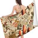 Vintage Mushroom Beach Towel,32x52in,Quick-Dry Sand-Free Fern Bath Towels,Microfiber Lightweight for Travel Pool Yoga Beach Outdoor Activities Decor Accessories Gifts (Retro Mushroom)