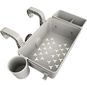 [Mokcoliy]Pool Storage Basket Anti-Slip Poolside Organizer for Towels & Toys, Stable Design, for Garden & Bathroom, Quick Drainage (grey)