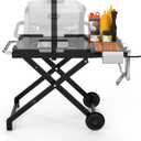 Collapsible Grill Stand for Ninja Woodfire OG701 OG800 OG900 Series & OO101 Pizza Oven Grill,Outdoor Table Cart with Side Shelf for Ninja XSKSTAND XSKUNSTAND Woodfire OG 700 Series,Foldable (34x22x27.7 Inch)