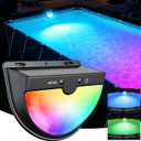 Solar Pool Lights for Above Ground Pools, solars Pool Lights with 10 Lighting Modes, 2025 Upgraded Frame Pools Solar Light, RGB Outdoor Waterproof Swimming Pools Light, Pool Accessories 1PK (Black)