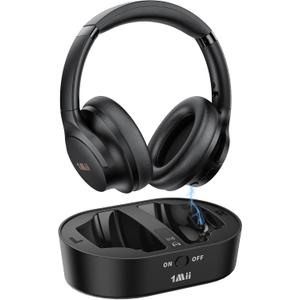 1Mii ClearLinkTV H3 Wireless Headphones for TV Watching for Seniors with Transmitter Charging Base, Plug and Play, 2.4G Low Latency, 75H Play Time, Works with TV Optical, AUX, RCA Audio Out Jack