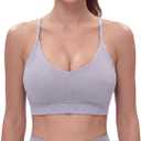 NANJI Seamless Sports Bra for Women - Padded Racerback Y Bra Low Impact Removable Pad for Fitness Gym Yoga Workout Top (Purple, M)