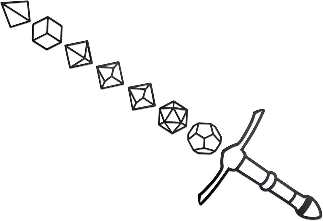 Xyverart Dice Sword Decor Metal Dice Wall Decor Dnd Sword Dungeons and Dragons Artwork D&D Boy Game Room Decor, Dnd Gift