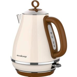 Evoloop 1.7L Electric Kettles, BPA Free Tea Kettle, Hot Water Boiler Heater, Stainless Steel Teapot, Auto Shut-Off & Boil-Dry Protection, 120V/1500W (Glossy cream)