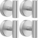 Bntuk Suction Cup Hooks, Shower Hooks for Inside Shower Removable Towel Hooks for Bathroom Window Glass Mirror Tile, Bath Robe Looafh Hook for Hanging Waterproof & Rustproof, Silver(4 Pack)