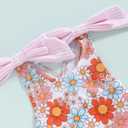 Yccutest Toddler Girls Strap One Piece Swimsuit Floral Sleeveless Backless Bathing Suit Ruffles Bowknot Swimwear Summer Beach (White, S)