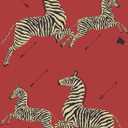 NuWallpaper x Scalamandre Red Masai Zebra Safari Self Adhesive Wallpaper, SCS3869