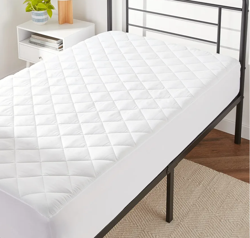 Amazon Basics Hypoallergenic Quilted Mattress Topper Pad, 18 Inches Deep, Twin, White