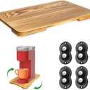Appliance Slider 360 Rolling Tray for Coffee Maker- Wood Coffee Pot Slider Tray Countertop Rotation Sliding Tray with Wheels, Small Appliances Mat (Small 13.9"9.4") (Brown-2)