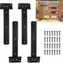 4 Pack Heavy Duty Gate Hinges, T Strap Door Hinges Shed Gate Barn Fence Door Hinge, Black Wrought Rustproof Outdoor Tee Hinge for Wooden Fences, Barn Shed Garage Door Gates (11 Inch - 4 Pcs)