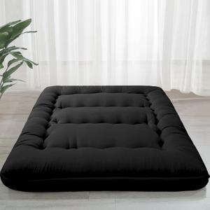 MAXYOYO 6" Extra Thick Japanese Floor Mattress Futon Mattress, Foldable Tatami Pad for Adults, Roll Up Floor Mat for Living Room Guest Room RV, Black, Queen