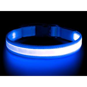Vizpet LED Dog Collar, Light Up Dog Collar Adjustable USB Rechargeable Super Bright Safety Light Glowing Collars for Dogs(X-Large,Blue) (X-Large[22.83-27.55 inch])