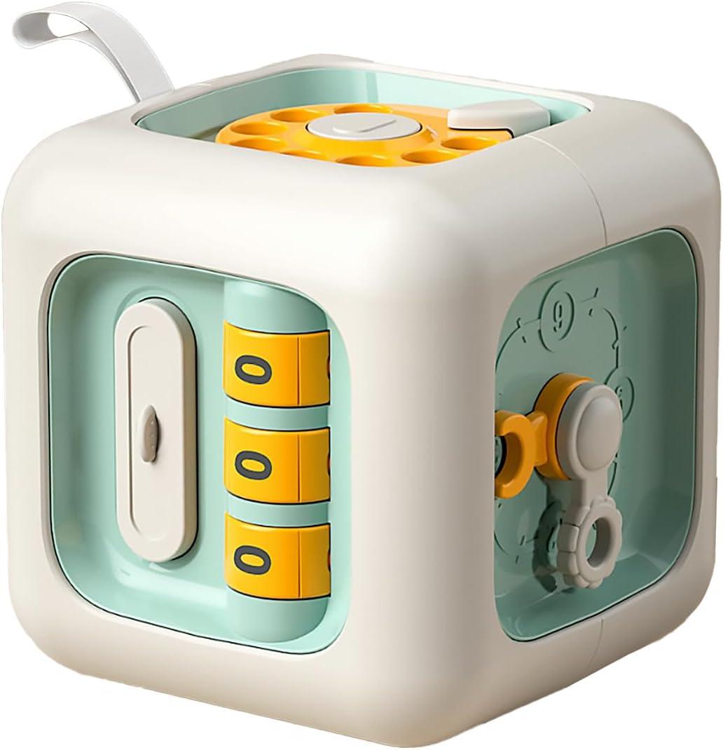 Montessori Toys for Kids Busy Cube Toys for Child Travel Sensory Toy for Toddlers 1-3 Learning Fine Motor Skills 1st Birthday Gifts Boys Girls 18 Months + (Green)