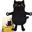 Microwave Heating Pad for Cramps Pain Relief, 16 * 12'' Moist Microwavable Period Menstrual Heating Pads for Cramps, Back, Neck Shoulder and Knee, Cute Stuffed Animal Heating Pad - Black Cat