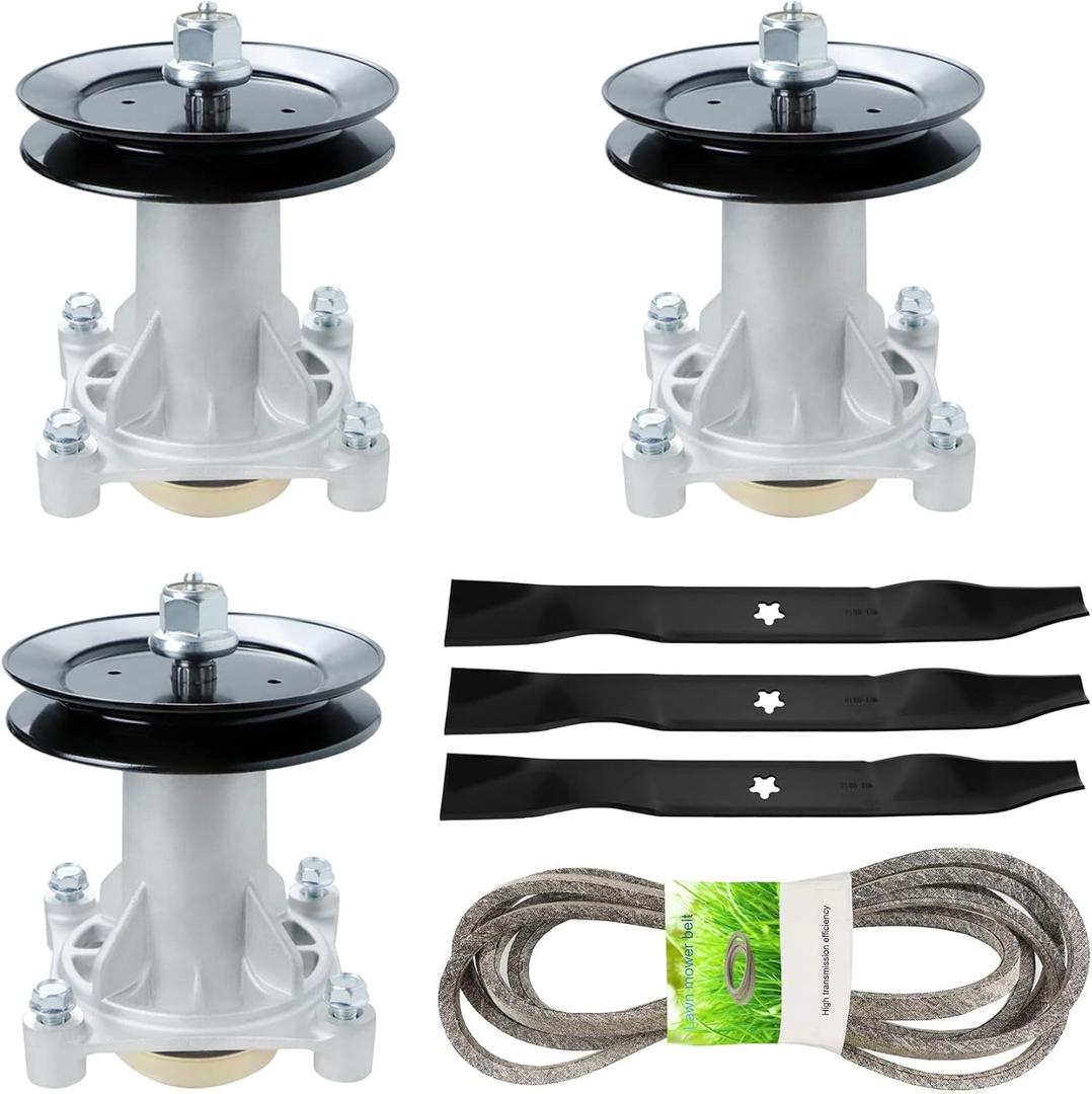 54" Deck Blade Spindle Rebuild Kit for Craftsman Husqvarna YTH2454 LGT2654 LGT2554, Replaces Spindle 187292 192870, Blade 187254, 147'' Belt 196103