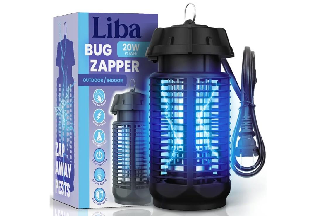 LiBa Electric Bug Zapper, Outdoor & Indoor Insect Killer with Switch – 4000V Powerful Grid, 20W Extra Brightness IPX4 Waterproof Mosquito Repellent Outdoor, Fly Traps for Backyard Patio