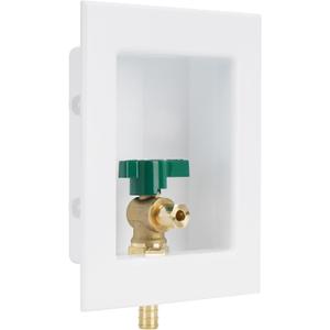 Pre-assembled Ice Maker Outlet Box, 1/2-Inch Pex Crimp x 1/4-Inch OD Compression Connection with 1/4-Inch Turn Ball Valve, Ice Maker Box