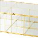 Deco 79 Glass Decorative Jewelry Box 6 Slot Jewelry Organizer with Gold Metal Frame and Chain Accent, Jewelry Holder 10" x 7" x 4", Clear