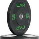 CAP Barbell Economy Olympic Bumper Plate Set with Green Logo, Black, 25 lb Pair
