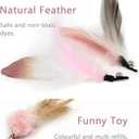 SONGWAY Interactive Cat Feather Toy Set - Retractable Teaser Wand with 6 Pcs Feather Refills with Bell, Cat Wand Toys for Indoor Cats Kittens Play Chase Exercise, Light Pink
