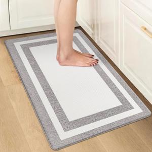 Small Kitchen Mat Cushioned Anti Fatigue Memory Foam Cushioned Rugs Non Slip Comfort Standing Kitchen Floor Mat for Kitchen, Office, Sink, Laundry, Waterproof & Ergonomic 17.3"x27.5" White