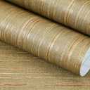 FunStick Brown Gold Grasscloth Peel and Stick Wallpaper Textured Grass Cloth Wall Paper Peel and Stick for Bathroom Bedroom Kitchen Vintage Gold Contact Paper for Cabinets Walls Waterproof 12"x200"