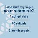 Life Extension Super K, Vitamin K Supplement, 2000 Mcg Vitamin K and 1180 Mcg Vitamin K2, Heart Health, Once-Daily, 90 Softgels