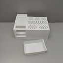 Makeup Desk Organizer with Drawers - Countertop Organizer for Cosmetics, Vanity Holder for Lipstick, Brushes, Lotions, Eyeshadow, Nail Polish and Jewelry (White)