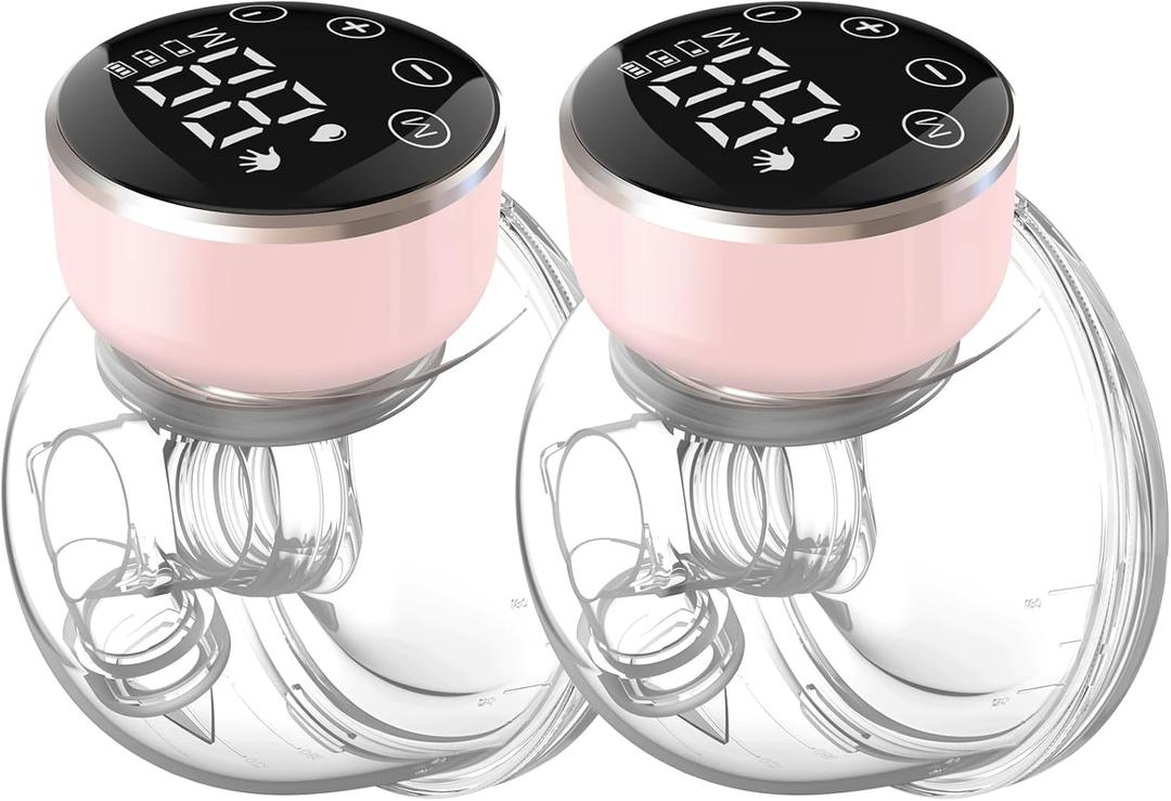 NaNaLazy Wearable Breast Pump Hands Free of Longer Battery Life & LED Display, Portable Electric Breast Pump with 3 Modes & 9 Levels & Low Noise, 24 mm Flange, 2 Pcs Pink