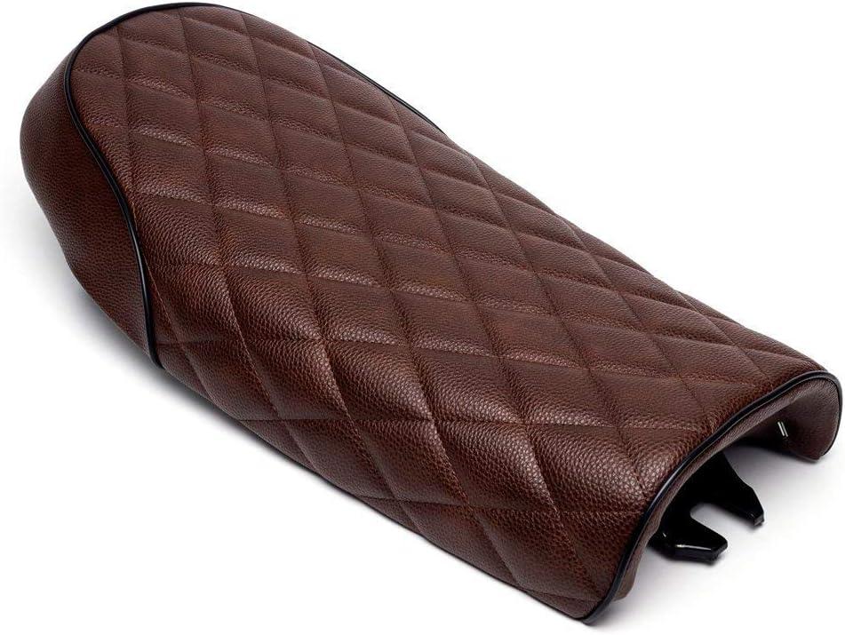 Universal Motorcycle Retro Diamond Flat Brat Style Cafe Racer Seat for CB CL Retro Yamaha SR XJ Suzuki GS (Brown)