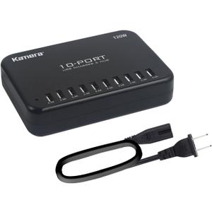 USB Charger 10-Port 120W, Multi-Port USB Charging Hub 24A Desktop Power Station for iPhone X/8/7/6S/6 Plus/5S, Ipad Pro/Air2/ Mini, Galaxy S9/S8/S6 Edge