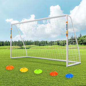 ORIENGEAR Soccer Goal, 12x6/10x6.5/8x6/6x4 Full Size Soccer Goals for Backyard, Soccer Net with Training Discs, Portable Soccer Goal for Kids and Adults with 1 Carry Bag, Porterias De Futbol