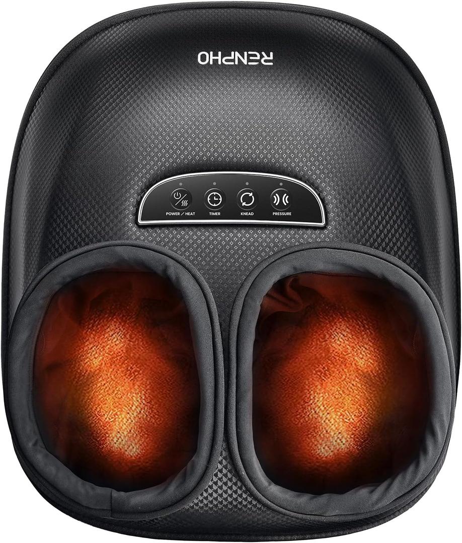 RENPHO Full Foot Massager with Heat [2026 New Upgraded], 3 Levels Air Compression & Deep Kneading, Shiatsu Foot Massage for Plantar Fasciitis & Neuropathy, Size up to 13 (Black)