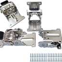 4 PCS Foldable Support Bracket -Self-Locking Hinge- Leg Fittings and Corner Brace- for Folding Legs -Folding Workbench- Fold Down Desk Extension in Kitchen (0-90-180 Degree, Silver)