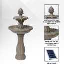 XBrand 44" Solar Powered 2-Tier Outdoor Water Fountain, Fiberglass Resin Garden Bird Bath Fountain with Auto Shut-Off Pump