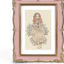 PHAREGE Vintage Picture Frame 5x7 Pink Gold, 5 by 7 Ornate Decorative Antique Frame with Mat for 4x6 Photo, Fancy Matted Frame for Desktop or Wall, Horizontal or Vertical