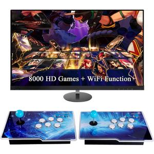 3D Pandora Box Arcade Game Console,8000 Games in 1 with WiFi Function,1280x720 Full HD,Search/Save/Hide/Pause Games,Up to 4 Players,Two Separate Joysticks