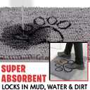 MUDGUARD MAT Dog Door Mat with Paw Design for Muddy Paws, Super Absorbent Microfiber, Non-Slip Indoor Mat, Quick-Dry Chenille Rug for Pets & Entryway, Machine Washable, Grey 16" x 24"