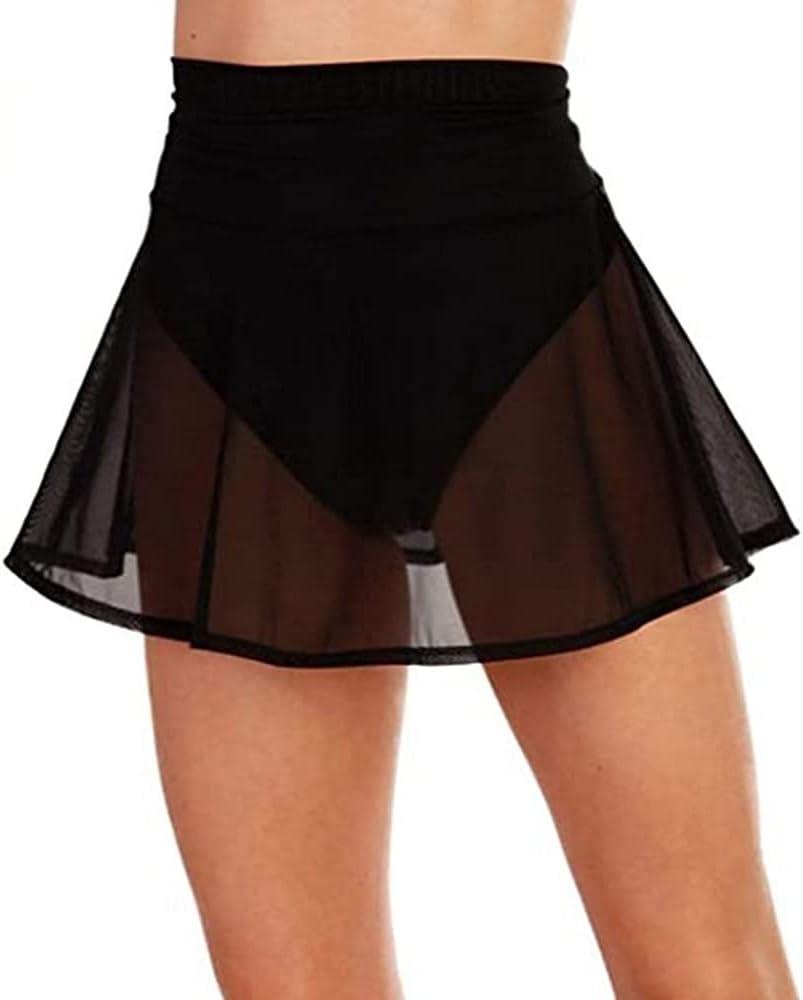 Women's Sheer Mesh Mini Skirts See-Through High Waist Solid Skater Skirt Beach Cover-ups Without Briefs (Medium, Black) Women's Sheer Mesh Mini Skirts See-Through High Waist Solid Skater Skirt Beach Cover-ups Without Briefs (Medium, Black)