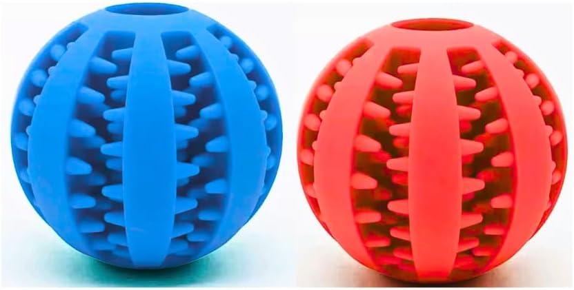 Dog Enrichment Puzzle Treat Ball  Interactive Chew Toy & Slow Feeder for Mental Stimulation, Training, Dental Health & Fetch, Durable BPA-Free Toy for Dogs, Large, 2-Pack (Red & Blue)