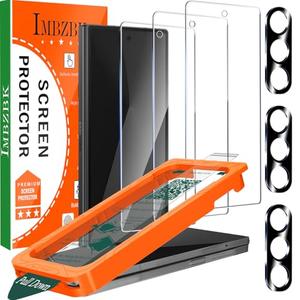 IMBZBK [Auto-Dust Removal] 3 Pack Front Screen Protector for Samsung Galaxy Z Fold 7, [Military Grade Shatterproof] 9H+ Tempered Glass + 3 Camera Lens Protector accessories, Ultra Durable Pack of 5