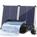 Biling 70W Stainless Solar Pond Waterfall Kit,660GPH Pump Filter 16ft Cable