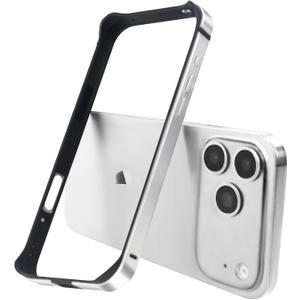 New Aluminum Frame Metal Bumper Frame Slim Hard Case Cover for iPhone17Pro, Metal Frame with Soft Inner Bumper, Raised Edge Protection (Silver, for iPhone17Pro)