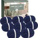 Jumbo Chunky Yarn for Hand Knitting - Super Thick Chenille Chunky Yarn for Crocheting - Extra Soft Bulky Fluffy Blanket Big Yarn 8 Jumbo Pack (27yds,8 oz Each Skein) Navy Blue