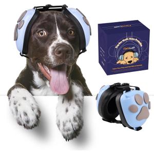 Upgraded Dog Ear Muffs for Noise Protection - 22dB NRR Noise Cancelling Headphones with Dog Paw Design, Calming Earmuffs for Thunder, Fireworks & Hunting (M, Light Blue-Gray)
