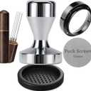 Espresso Accessories Kit 51mm Tamper: Espresso Tamper Kit with 51mm Coffee Tamper, Puck Screen, Dosing Funnel, WDT Tool, Tamper Mat | Espresso Kit Fits Espresso Coffee Machines of 51mm Portafilters